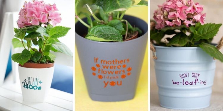 DIY Cricut Vinyl Inspirational Flower Pots with 3 Distinctive Designs