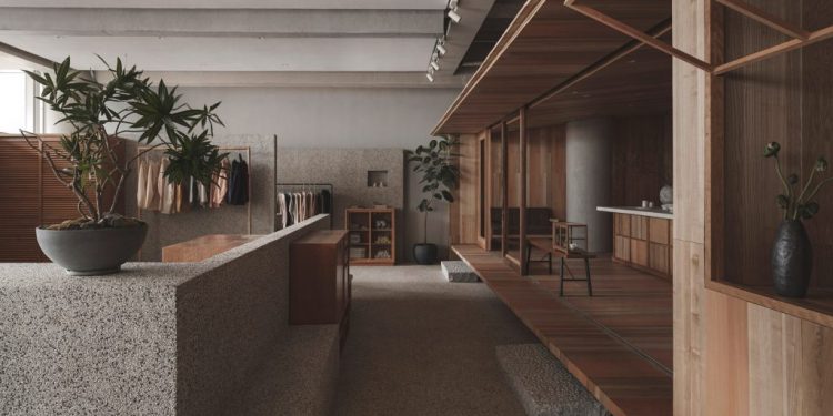 BLUE Structure Studio inserts rustic cabin into Hangzhou furnishings retailer