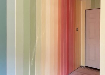 House Gymnasium – Completed Colourful Gradient Vertical Stripe Partitions