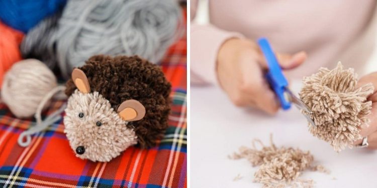 Simple DIY Pom Pom Hedgehog Child’s Fall Craft
