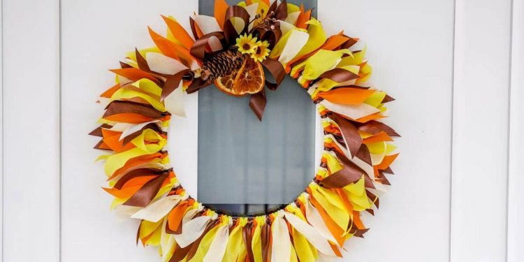 Rustic Fall Rag Wreath Utilizing Upcycled Material