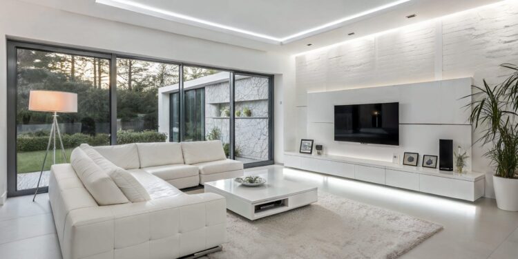 Earlier than & After: Fashionable White Residing Room, Eating Room + Kitchen